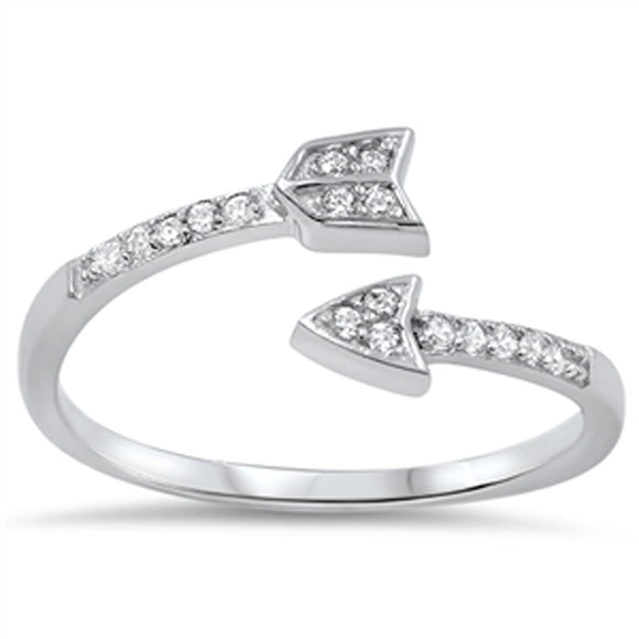 Open Pointed Arrow White CZ Fashion Ring New 925 Sterling Silver Band Sizes 4-10