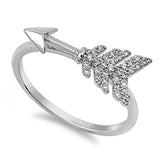 Sideways Arrow Clear CZ Beautiful Ring New .925 Sterling Silver Band Sizes 4-10