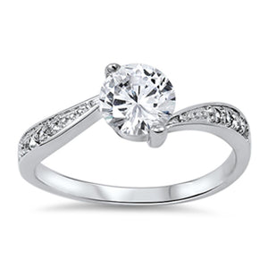 Wedding Solitaire White CZ Promise Ring New .925 Sterling Silver Band Sizes 4-10