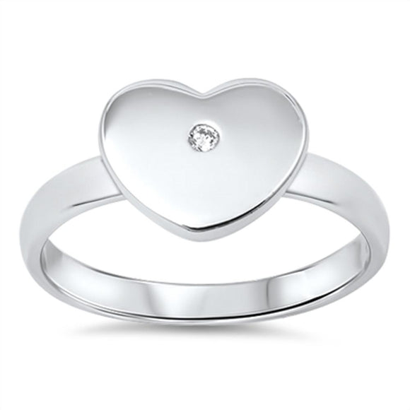 Girl's Heart Clear CZ Promise Love Ring New .925 Sterling Silver Band Sizes 4-10