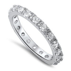 Eternity Stackable White CZ Cute Ring New .925 Sterling Silver Band Sizes 5-10