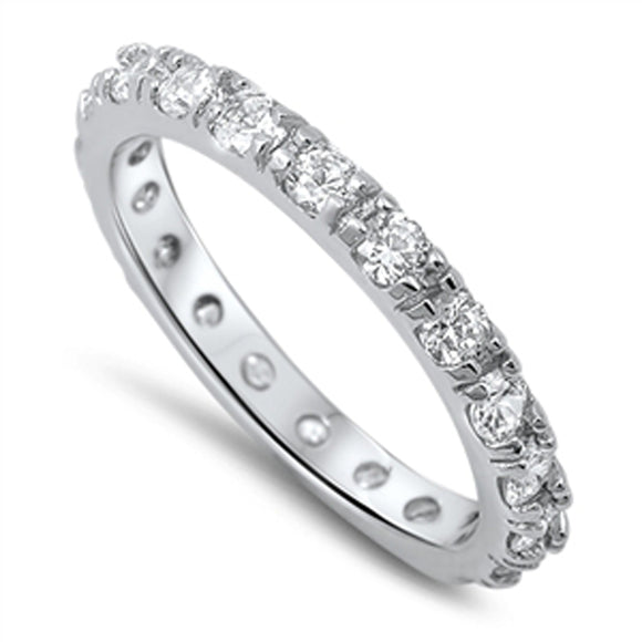 Eternity Stackable White CZ Cute Ring New .925 Sterling Silver Band Sizes 5-10
