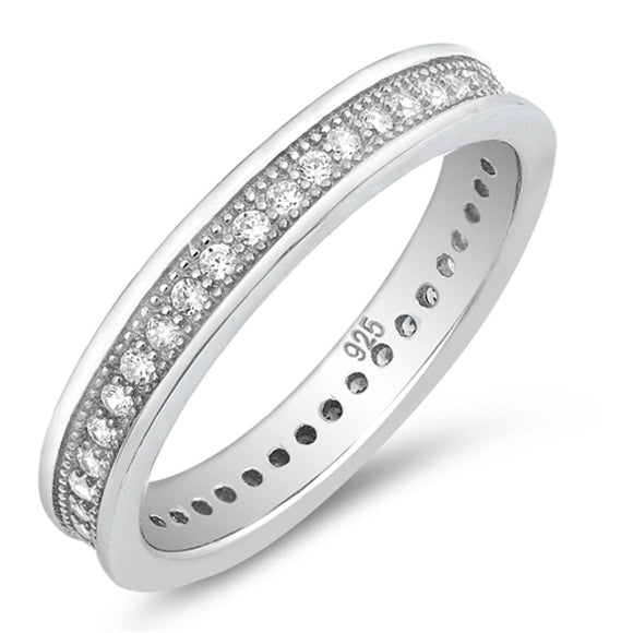 Eternity Stackable White CZ Wedding Ring New 925 Sterling Silver Band Sizes 5-10