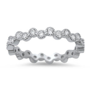 Eternity Bubble Clear CZ Unique Ring New .925 Sterling Silver Band Sizes 4-10