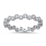 Eternity Bubble Clear CZ Unique Ring New .925 Sterling Silver Band Sizes 4-10