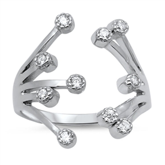Women's Bubble Open Clear CZ Fashion Ring .925 Sterling Silver Band Sizes 5-10