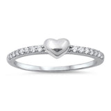 Puffed Heart Clear CZ Wholesale Ring New .925 Sterling Silver Band Sizes 4-10