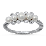 Freshwater Pearl Clear CZ Cluster Ring New .925 Sterling Silver Band Sizes 4-10