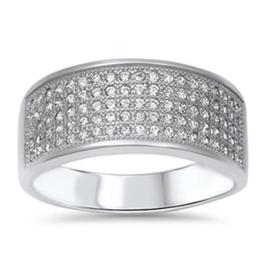 Women's Cluster White CZ Polished Ring New .925 Sterling Silver Band Sizes 5-10
