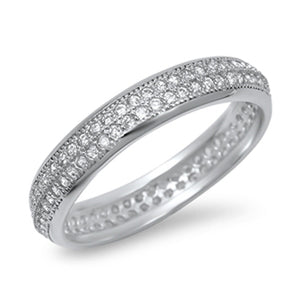 Eternity Stackable Cluster White CZ Ring New 925 Sterling Silver Band Sizes 4-10