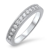 Wedding Band Stackable Clear CZ Wholesale Ring .925 Sterling Silver Sizes 5-10