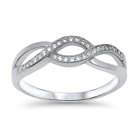 Infinity Forever Clear CZ Cute Ring New .925 Sterling Silver Band Sizes 5-10
