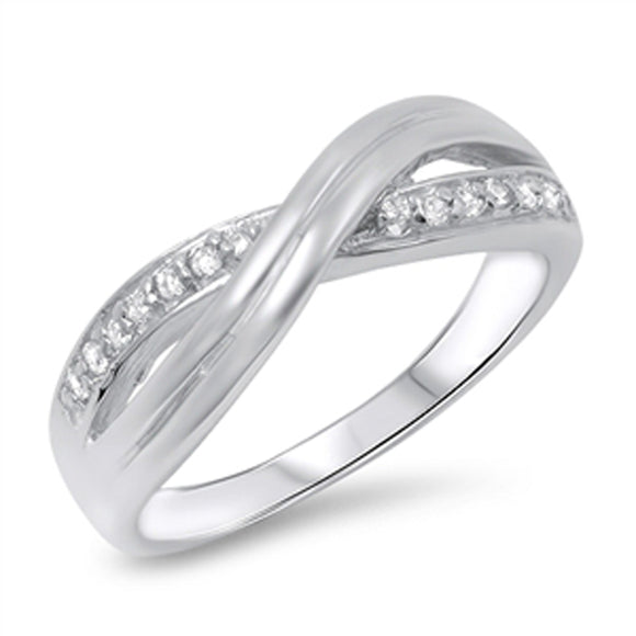 Women's Infinity White CZ Classic Ring New .925 Sterling Silver Band Sizes 5-10
