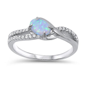 White Lab Opal Clear CZ Promise Ring New .925 Sterling Silver Band Sizes 4-10