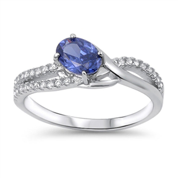 Infinity Knot Blue Sapphire CZ Promise Ring .925 Sterling Silver Band Sizes 4-10
