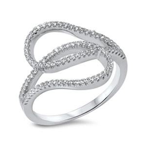 Cutout Infinity Knot White CZ Fashion Ring .925 Sterling Silver Band Sizes 5-10