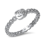 Flower Design Eternity Clear CZ Ring New .925 Sterling Silver Band Sizes 4-10