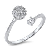 Ball Clear CZ Cluster Classic Ring New .925 Sterling Silver Open Band Sizes 4-10
