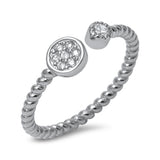 Open Cluster White CZ Wholesale Ring .925 Sterling Silver Rope Band Sizes 4-10