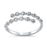 Women's Open Fashion Clear Dot CZ Ring New .925 Sterling Silver Band Sizes 4-10