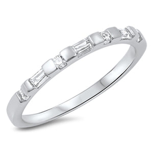Wedding Band Stackable White CZ Beautiful Ring .925 Sterling Silver Sizes 5-10