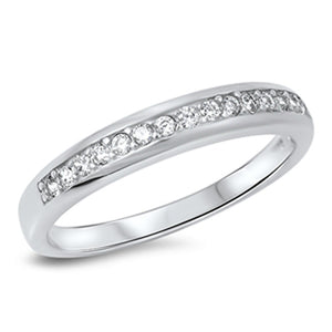 Wedding Band White CZ Beautiful Elegant Ring New .925 Sterling Silver Sizes 5-10