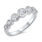 Round Bezel Set White CZ Promise Ring New .925 Sterling Silver Band Sizes 5-10
