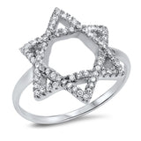 Star of David White Ice CZ Jewish Ring New .925 Sterling Silver Band Sizes 5-10