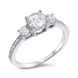 Women's Wedding Ring White Triple CZ New .925 Sterling Silver Band Sizes 4-10