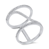 Fashion Line Open Swirl White CZ Unique Ring 925 Sterling Silver Band Sizes 5-10