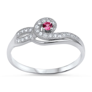 Women's Solitaire Ruby CZ Swirl Ring New .925 Sterling Silver Band Sizes 5-10