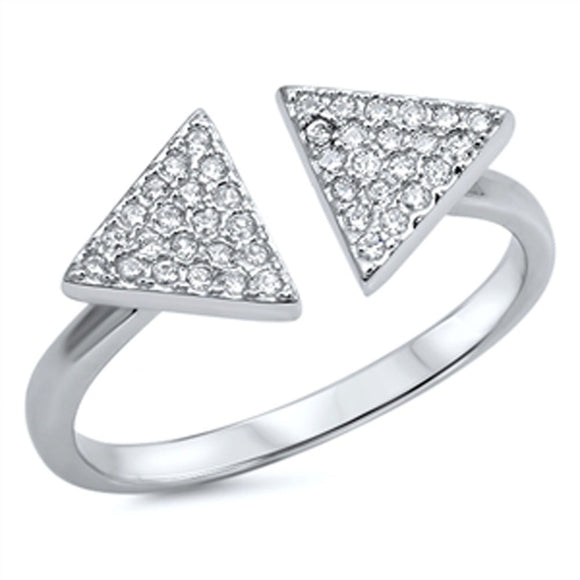 Open Triangle Cluster White CZ Cute Ring New 925 Sterling Silver Band Sizes 5-10