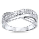 Channel Set Weave Clear CZ Unique Ring New .925 Sterling Silver Band Sizes 5-10
