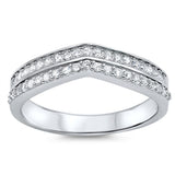 Women's White CZ Stackable Chevron Ring New .925 Sterling Silver Band Sizes 5-10