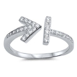 White CZ Open Arrow Cute Fashion Ring New .925 Sterling Silver Band Sizes 5-10
