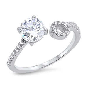Solitaire Clear CZ Open Promise Ring New .925 Sterling Silver Band Sizes 4-10