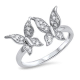 White CZ Butterfly Love Partner Ring New .925 Sterling Silver Band Sizes 5-10