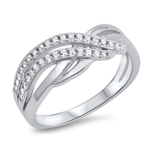 Weave Channel Set Clear CZ Cute Ring New .925 Sterling Silver Band Sizes 5-10