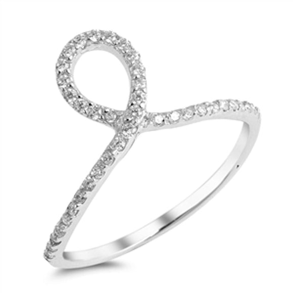 Micro Pave Swirl White CZ Knot Ring New .925 Sterling Silver Band Sizes 5-10