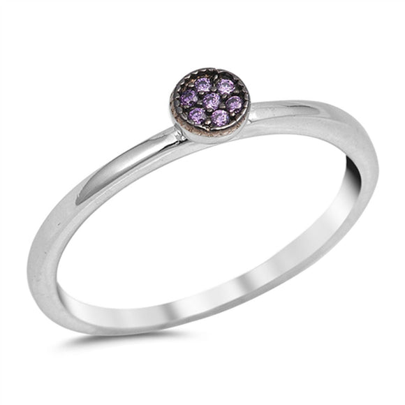 Amethyst CZ Cluster Ball Stackable Ring New .925 Sterling Silver Band Sizes 4-10