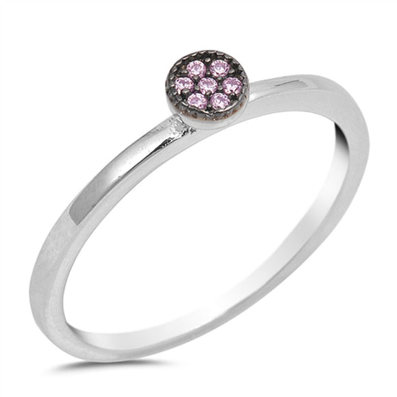 Pink CZ Cluster Ball Stackable Ring New .925 Sterling Silver Band Sizes 4-10