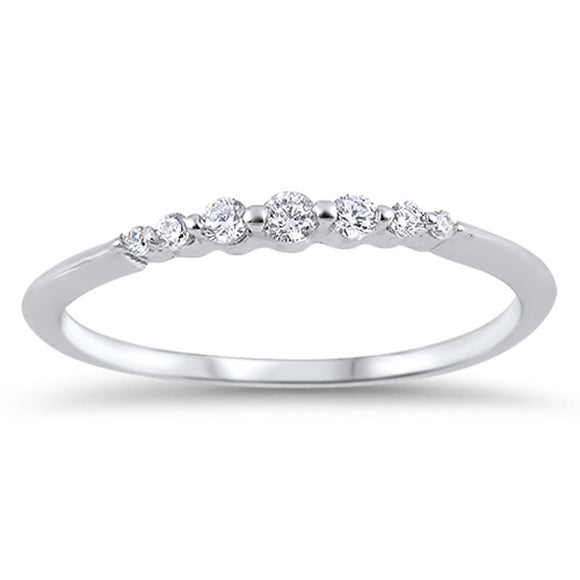 Thin Stackable Promise White CZ Ring 925 Sterling Silver Wedding Band Sizes 4-10