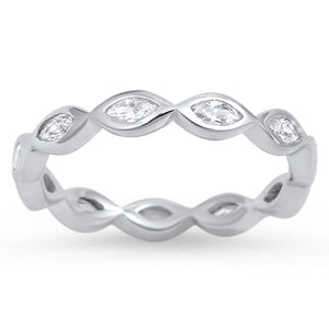 Wave Eternity Eye Fashion Ring .925 Sterling Silver Stackable Band Sizes 5-10