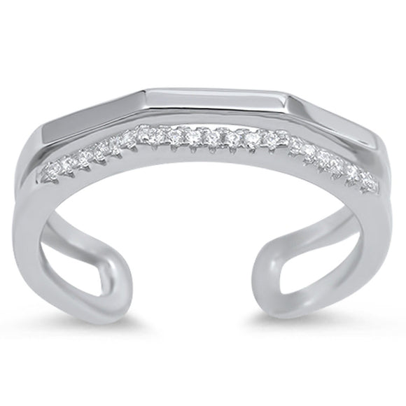 Clear CZ Bar Gap Ring New .925 Sterling Silver Open Band Sizes 5-10