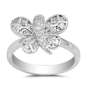 White CZ Butterfly Ring New .925 Sterling Silver Band Sizes 5-10