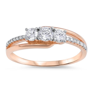 White CZ Wedding Ring New .925 Sterling Silver Rose Gold-Tone Band Sizes 4-10