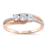 White CZ Wedding Ring New .925 Sterling Silver Rose Gold-Tone Band Sizes 4-10