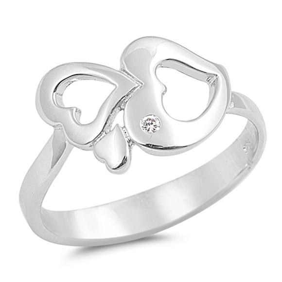 Infinity Hearts White CZ Promise Ring New .925 Sterling Silver Band Sizes 5-9