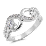 Clear CZ Infinity Promise Ring .925 Sterling Silver Rope Knot Band Sizes 5-9