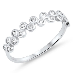 Round Bubble Clear CZ Cute Ring New .925 Sterling Silver Band Sizes 4-10